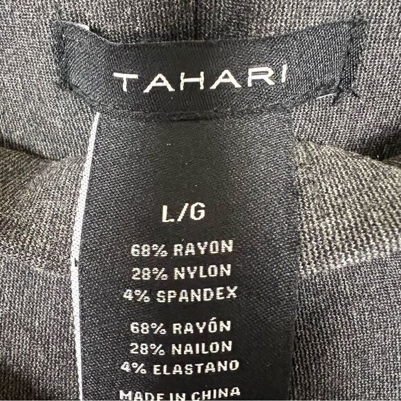 👠Tahari dark grey pull on pants with wide waistband Sz L - Picture 4 of 4